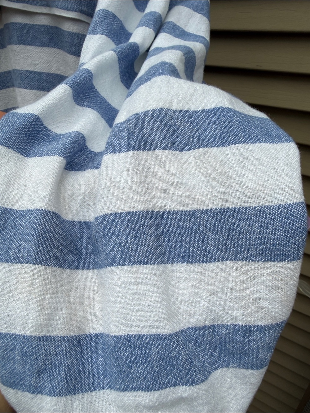 Thread & Supply Linen Blend Blue & White Striped Hooded Pullover Size XL - Picture 11 of 13